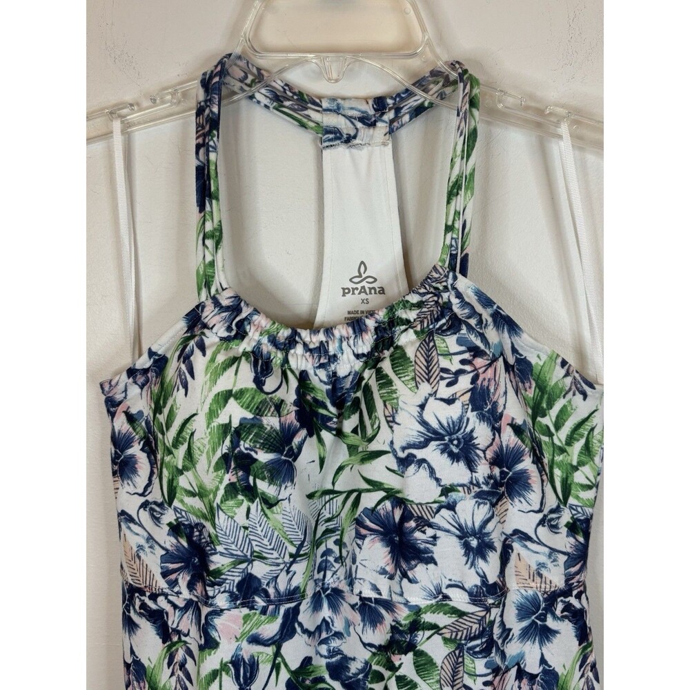 PRANA Pristine Halter Racerback Dress Women XS Padded Bra Floral Tropical Beach - Picture 6 of 12